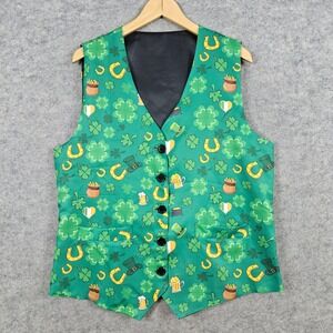 St Patrick's Day Themed Vest‎ Size M Clover Horseshoe Beer Pot of Gold Green